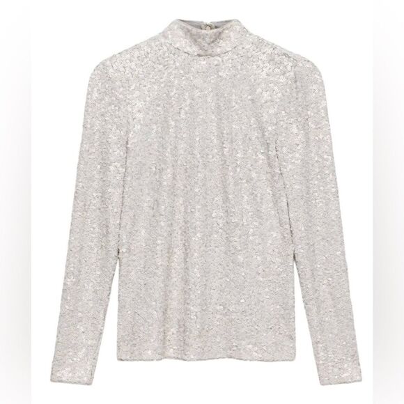 Mint Velvet Cream Sequin Polo Top size XL NWT in packaging - Picture 2 of 8